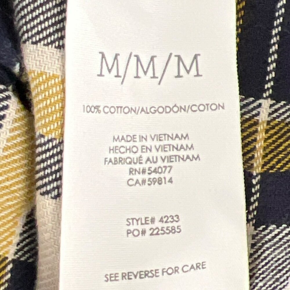 CABI Seattle Plaid Flannel Button Up Shirt Navy Yellow Sz M #4233 EUC - Picture 6 of 6